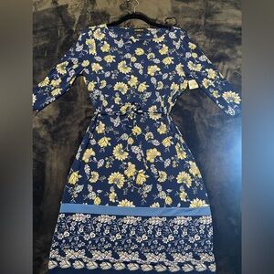 Liz Claiborne Size Large Floral Blue Dress